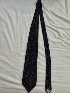 Vintage Valentino Cravatte Mens Silk Necktie Black Floral Clover Pattern Italy